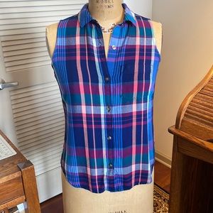 Perfect Shirt plaid sleeveless blouse